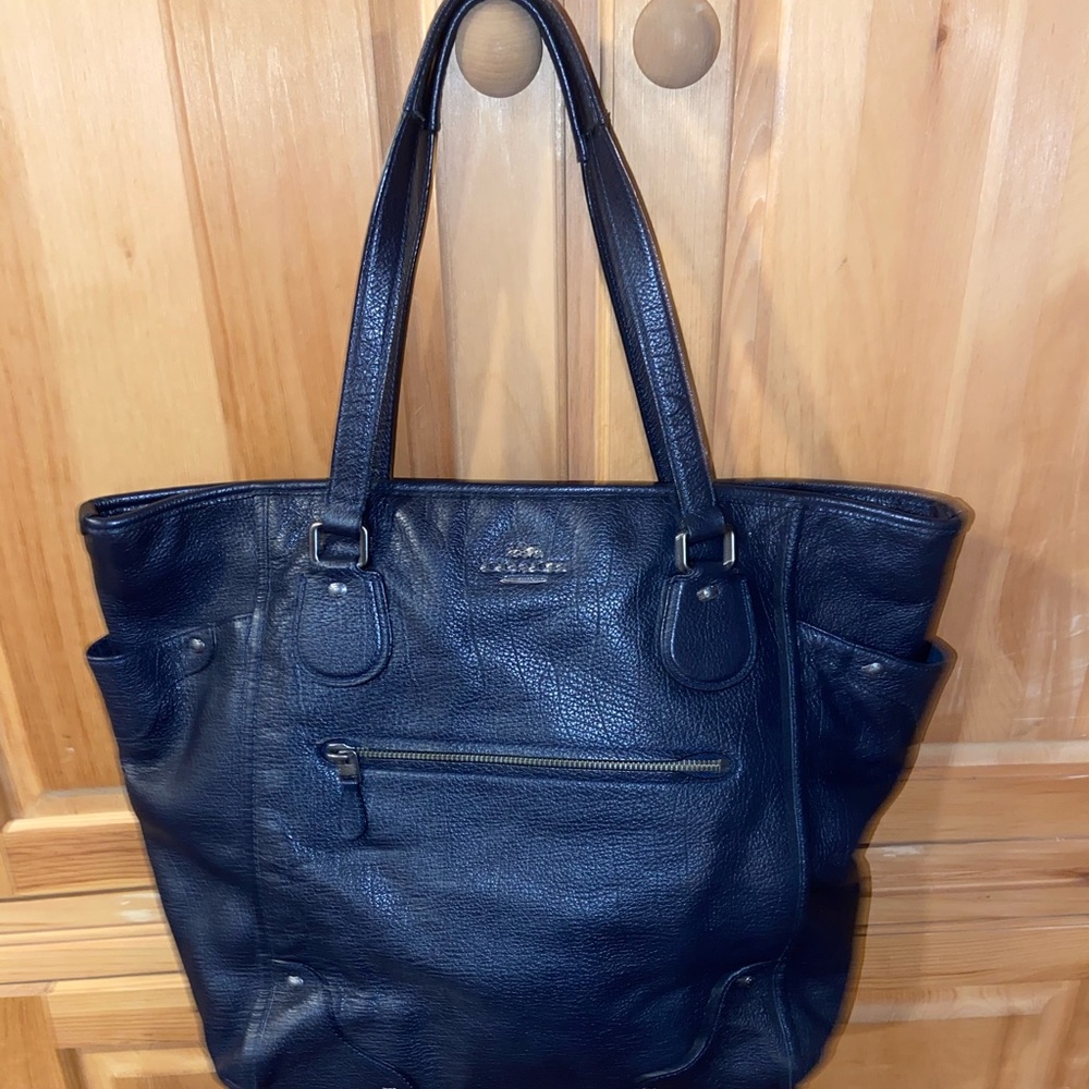 Large Pebble Leather Coach Tote